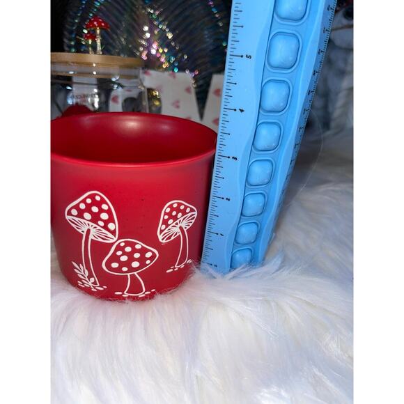 Seeds & Sunshine Mushroom Toadstool 2 Coffee Mugs & 1 Glass Mushroom Cannister - Picture 9 of 12